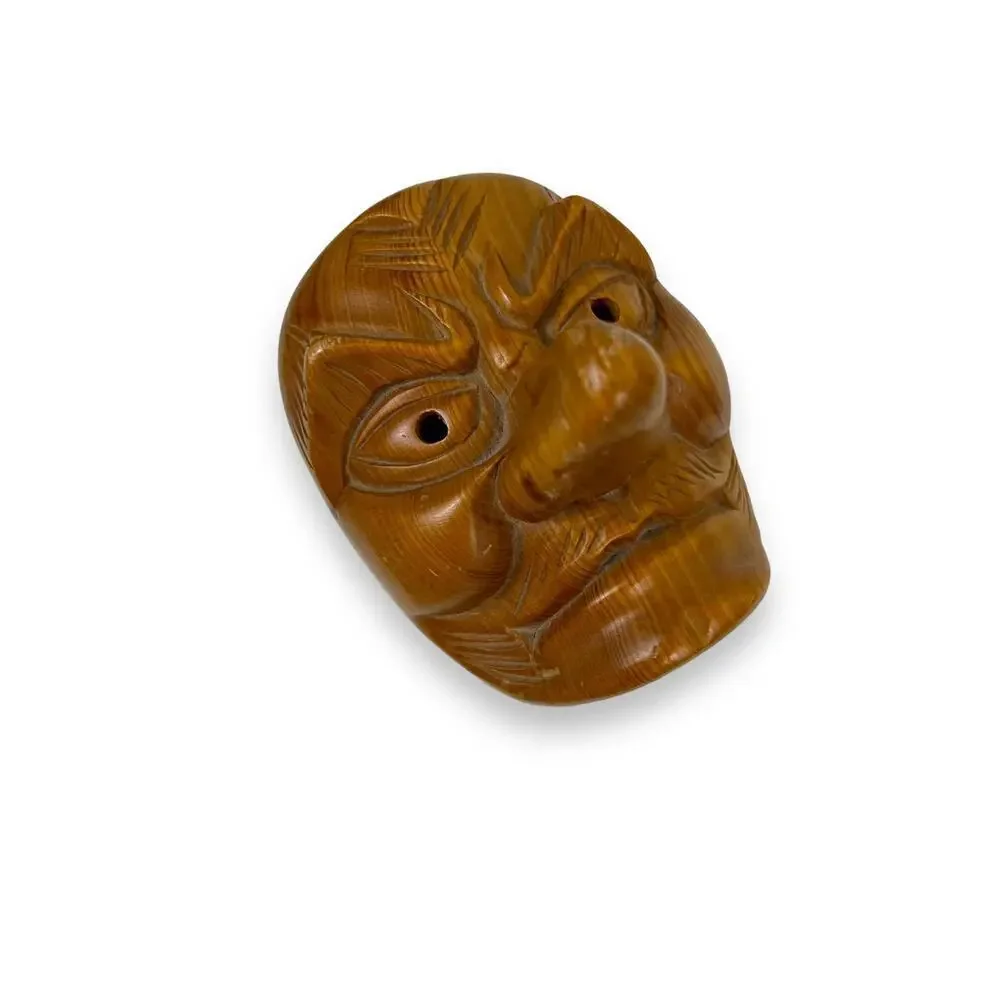 Vintage 1979 Hand Carved Wooden Ugly Face Trinket Box